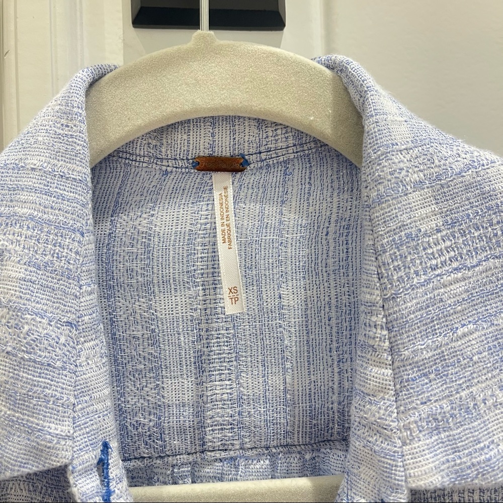 Free People Headed to the Highlands Button Up Top in Blue/White (XS) - Picture 9 of 11